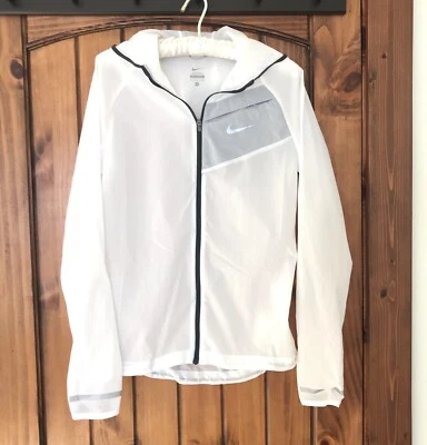 Nike 3M Impossibly Light Running Zip Hooded White Jacket Womens SZ S 618991-101 - Image 1 of 4