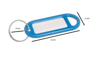 Etiqueta de llavero 50 mm x 20 mm con etiqueta y llavero dividido paquete azul de 10 - Imagen 1 de 1
