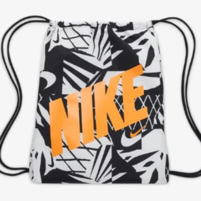 NIKE Sportswear GYM SACK Drawstring Cinch Bag WHT BLK Travel Play Sac DV6144-010 - Image 1 of 4