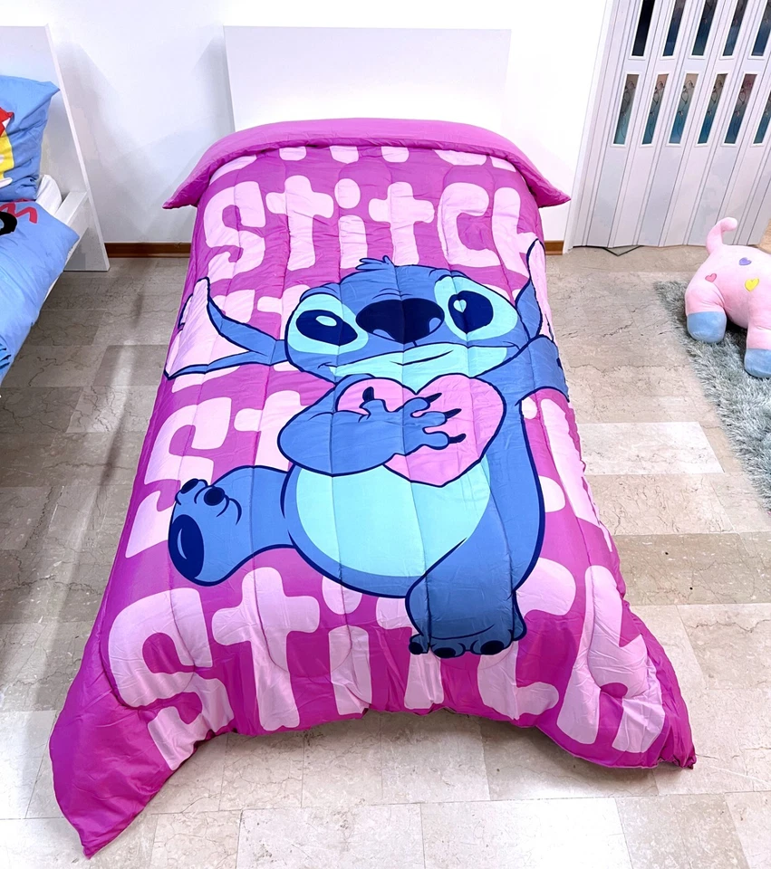 Disney Stitch Rose Duvet Matelassé 170x260cm Lit Simple Couette Hivernale - Photo 1/2
