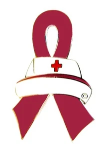 Cinta de Borgoña Enfermera Pin Concientización Solapa Médica Tac Tac Tack Causa Cáncer Nuevo - Imagen 1 de 5