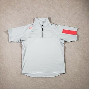 Nike Shirt Mens Medium Gray 1/4 Zip Short Sleeve Dri Fit MMIV Swoosh