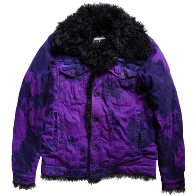 DSQUARED2 Shearling Fur Lined Jean Jacket Black Purple Size 48 - RP £2484.00 - Image 1 of 4