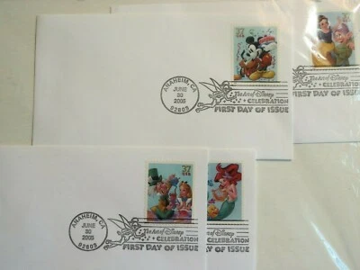 USPS CELEBRATE ART DISNEY POSTAL STAMP SET 37 CENTS SNOW WHITE DOPEY ARIEL ALICE - Image 1 of 2