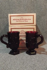 Vintage Avon Cape Cod Ruby Red Pedestal Mugs~Set of 6 - Picture 1 of 2