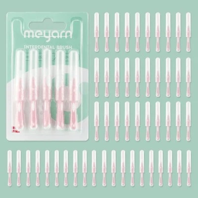 meyarn Interdental Brush for Braces Toothpick 50Count 0.8MM Pink - Image 1 of 4