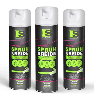 Spraytive 3x 500ml Sprühkreide neon-pink Kreidespray Markierungsspray Farbspray - Bild 1 von 4