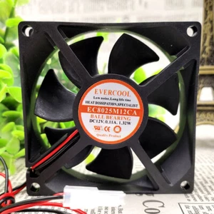 1 pcs EVERCOOL EC8025M12CA 12V 0.11A 1.32W 8025 chassis cooling fan. - Picture 1 of 2