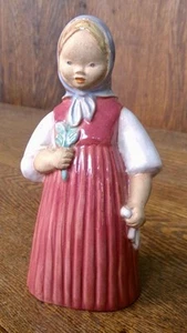 Vintage Gaza Meszaros Hungarian Peasant Girl 5" Terracotta Figurine Hand Signed. - Picture 1 of 1