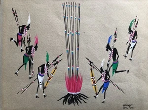 Nicolas Ondongo (Atelier Poto Poto, Brazaville - 1933-1990) — gouache signée - Picture 1 of 3