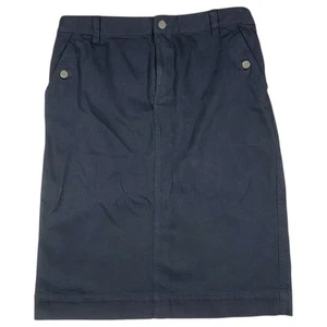 Ralph Lauren Jeans Co Denim Midi Skirt Womens 10 Black Button Tab Casual Work - Picture 1 of 10