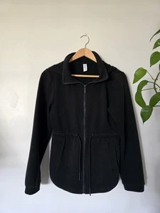 Varley Womens Small Sweatshirt Hooded Full Zip Jacket Black Cotton Blend Hoodie - Picture 1 of 9