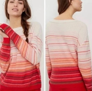 Anthropologie Saturday Sunday Emmeline Cashmere Stripe Scoop Neck Sweater Size L - Picture 1 of 12