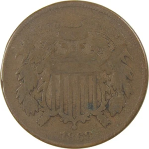 1868 Two Cent Piece VG Very Good 2c Coin - Picture 1 of 4