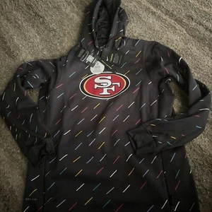 New Nike San Francisco 49ers Crucial Catch Cancer Hoodie Sz M N061-06F-ZUT-KM7 - Picture 1 of 11