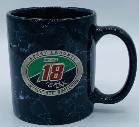 Bobby Labonte (#18) Ceramic Coffee Mug with Raised Pewter Team Logo NASCAR Cover