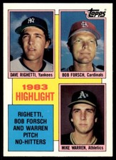 1984 Topps Tiffany Dave Righetti/Bob Forsch/Mike Warren New York Yankees/St.