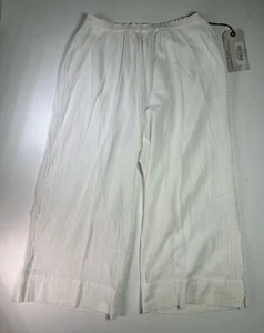 Oh My Gauze! Paula White Snow Gauzy Wide Leg Crop Pants XXL Lagenlook Cotton #3 - Imagen 1 de 5