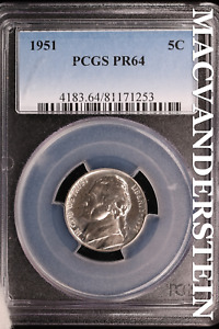 1951 Jefferson Nickel-PCGS PR 64 Gem Proof #SLV588