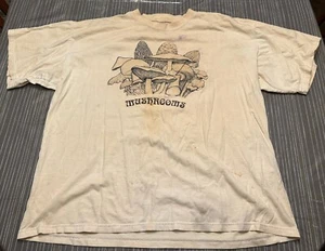 Vintage 90s Mushroom T-shirt Hunter Fungi Fungus Psychedelic Medium Shrooms Rare - Picture 1 of 11