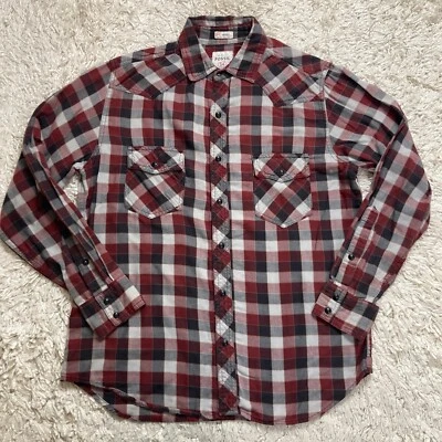 Fossil Shirt Mens Medium Plaid Western Pearl Snap Cowboy Vintage Fit Long Sleeve - Image 1 of 4