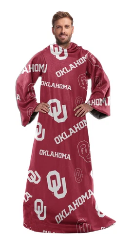 Northwest NCAA Oklahoma Sooners Toss Silk Touch Comfy Throw with Sleeves Cover