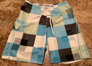 RON JON SURF SHOP BOARDSHORTS ( MENS SIZE 34 ) PLAID PREOWNED - Picture 1 of 5