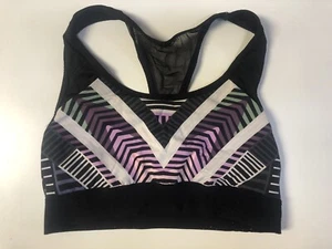 Victoria's Secret PINK Ultimate Sports Bra M Unlined Striped Black Pink Purple - Picture 1 of 3