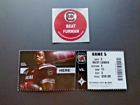 2014 SC Gamecocks vs Furman Used Football Ticket Stub  Mike Davis Cover
