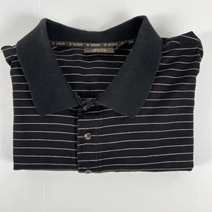 Tasso Elba Golf Polo Shirt Mens Large Five 5 Iron 100% Pima Cotton Black Striped - Picture 1 of 7