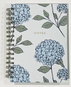 Eccolo Hardcover Hydrangea Spiral Notebook Floral Journal Lined Pages Blue NEW - Picture 1 of 22
