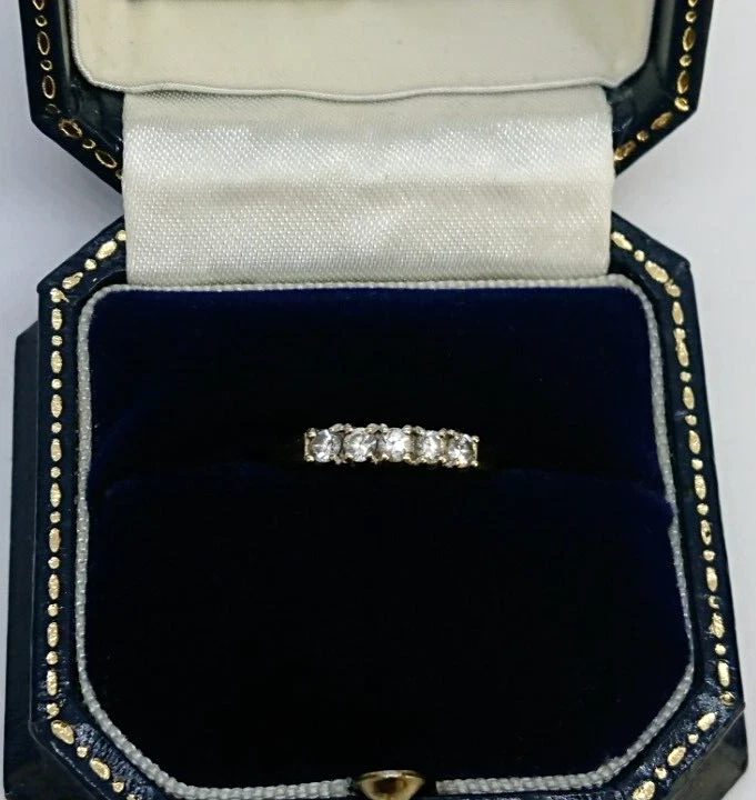 Anillo Vintage Oro 9ct Media Eternidad Circonita Cúbica - Talla K Foto 1 de 4