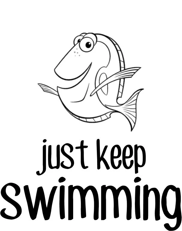 Calcomanía de vinilo personalizada para coche Disney Just Keep Swimming Dory Finding Nemo Foto 1 de 1