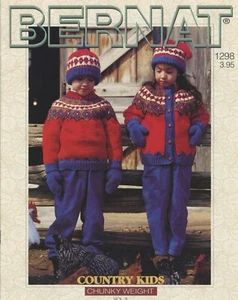 Bernat Knitting Pattern Booklet 1298 Country Kids Jackets Cardigan Sweater Child - Picture 1 of 6