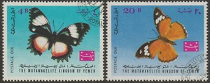 13406 - YEMEN 198 - SPEDIZIONE DOVUTA - set farfalle da 2 cto usato - Foto 1 di 2