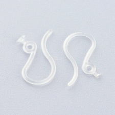 500pcs/Bag Plastic Earring Hooks Clear French Earwire Findings Loop Ring 13x7mm