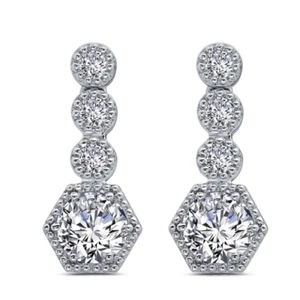 NORDSTROM Simulated Diamond Linear Drop Earrings, Sparkly,, Sterling Silver NWT - Picture 1 of 12