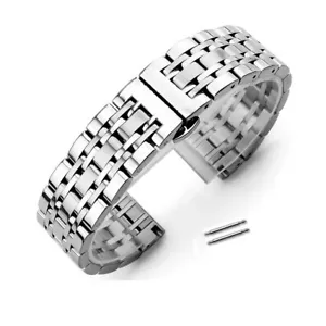 Cinturino orologio ricambio chiusura a farfalla bracciale acciaio inox lucido - Foto 1 di 8