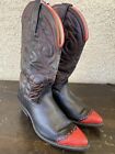 Women?s Vintage Distressed Sheplers Boots Black With Red Toe Size 9.5D