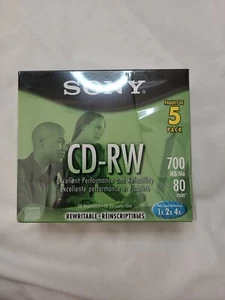 Sony CD-RW Leer Disc 5er Pack Neu 700MB 80Min Wiederbeschreibbare CD 5CDRW700L - Bild 1 von 4