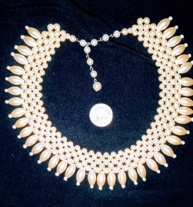 Vintage 1950 Kunstperlen handgefädelt geflochten Halsband Halsband Halskette - Bild 1 von 5