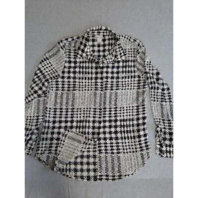 Richard Allan X H&M Men 8 Geometric Polyester Spandex Black/White Button's Shirt - Image 1 of 4