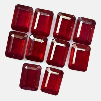 Wholesale Lot 7x5mm Emerald Cut Natural Mozambique Ruby Loose Calibrated Gems - Image 1 of 4