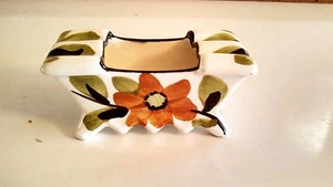 Vintage SMF Germany Wheelock Black Forest Pottery / Ashtray / Floral Motif #64 - Picture 1 of 8