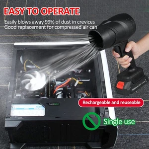 (BlackUS Plug & 2 Battery)Cordless Dust Blower 1050W Powerful Air Blower TDW - Afbeelding 1 van 10