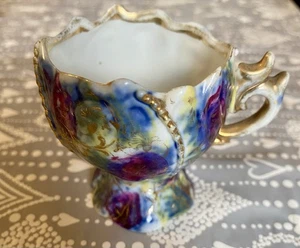 Fancy Molded Hand Painted German Porcelain Cup & Saucer Circa 1890 - 1918 - Picture 1 of 11