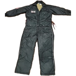 Vintage 70s Champion Spark Plug Mens Snowmobile Suit Insulated Black Size Large - Bild 1 von 6