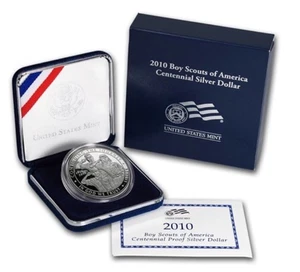 2010 P Proof Boy Scout Commemorative Silver Dollar $1 US Mint Coin Box & COA BSA - Picture 1 of 4