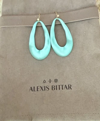 100% Authentic ALEXIS BITTAR Mint Green Lucite & Crystal Earrings Sold Out - Image 1 of 4