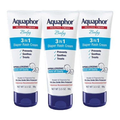 Crema para erupción de pañales Aquaphor Baby, alivio de erupción de pañal 3 en 1, tubo de 3,5 OZ, Foto 1 de 4